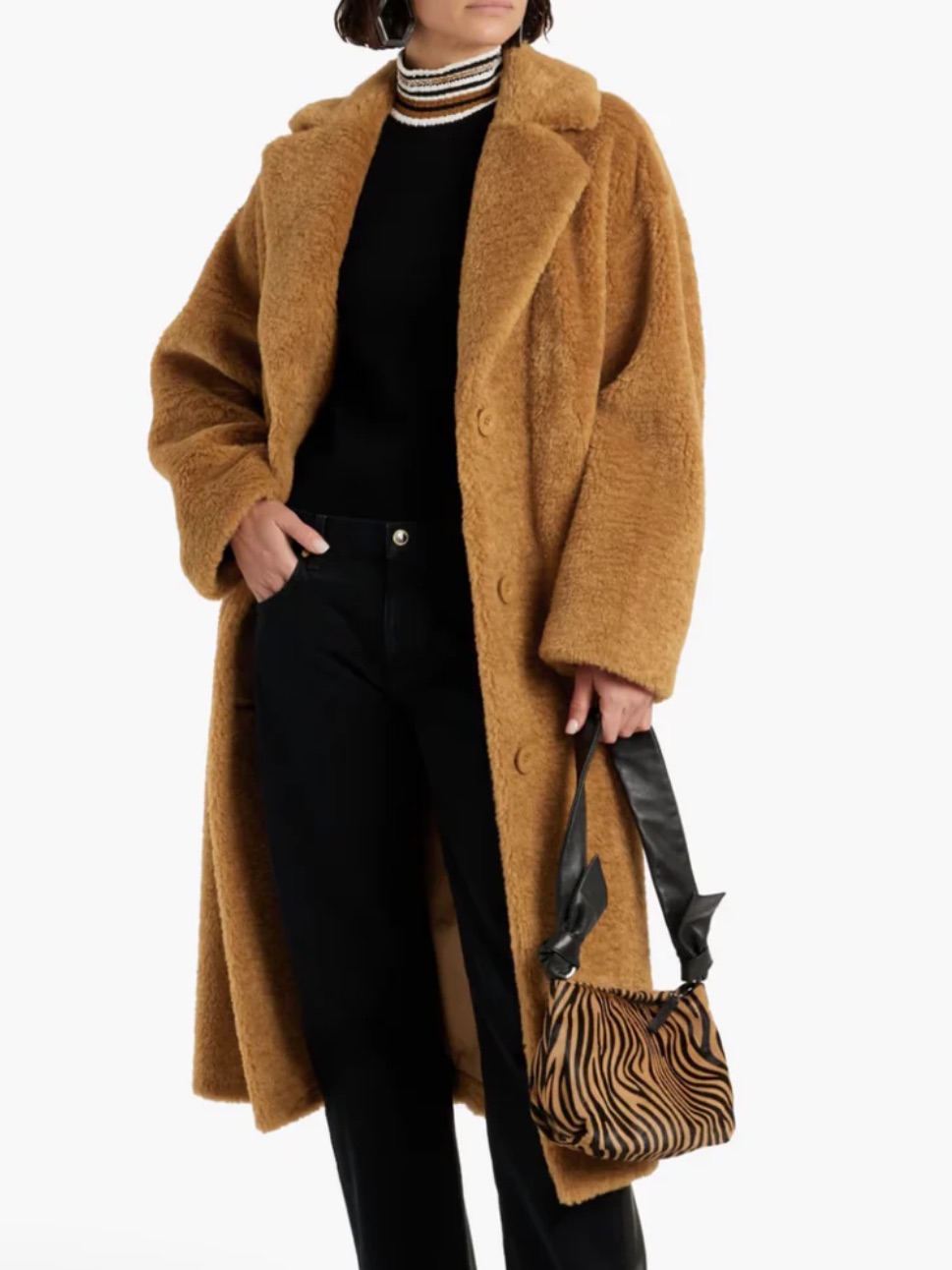 Stand Studio Opal Camel Brown Plush Teddy Coat Nwot